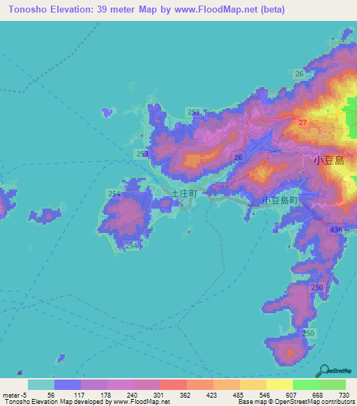 Tonosho,Japan Elevation Map