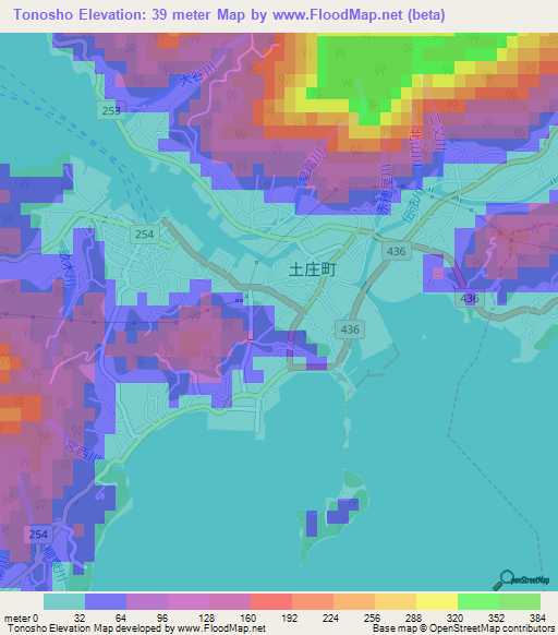 Tonosho,Japan Elevation Map