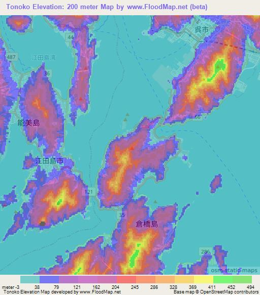 Tonoko,Japan Elevation Map