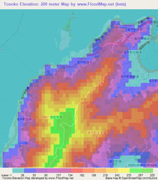 Tonoko,Japan Elevation Map