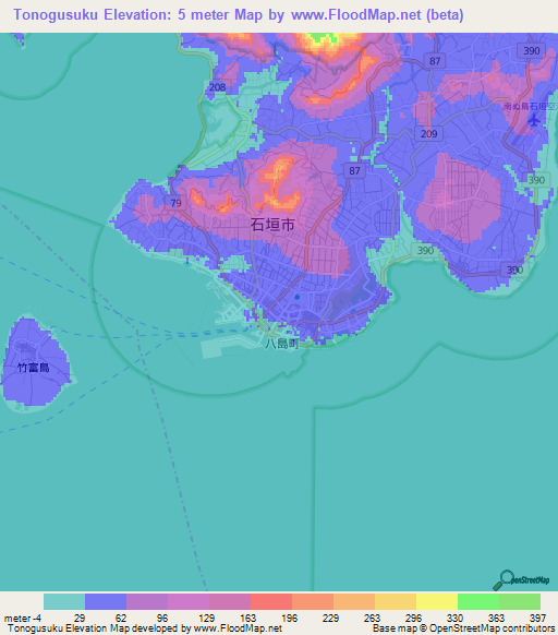 Tonogusuku,Japan Elevation Map