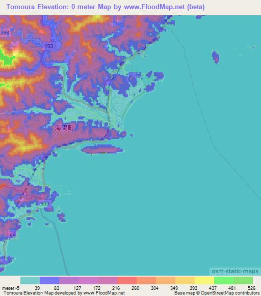 Tomoura,Japan Elevation Map