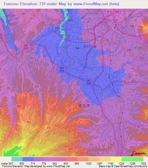 Tomono,Japan Elevation Map