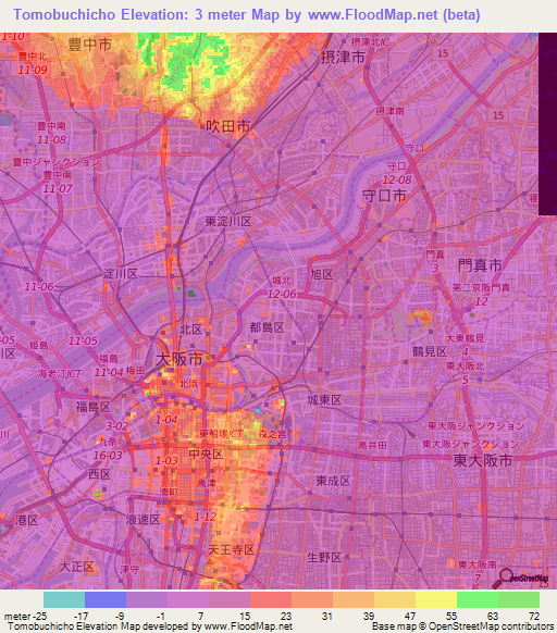 Tomobuchicho,Japan Elevation Map