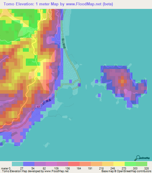 Tomo,Japan Elevation Map