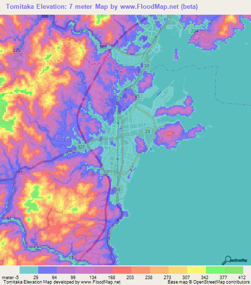 Tomitaka,Japan Elevation Map