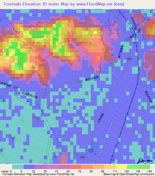 Tomisaki,Japan Elevation Map