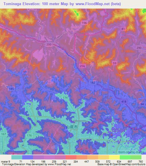 Tominaga,Japan Elevation Map