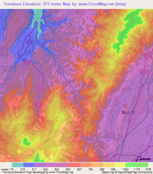 Tomikura,Japan Elevation Map