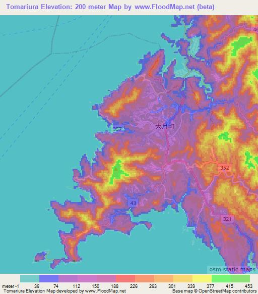 Tomariura,Japan Elevation Map