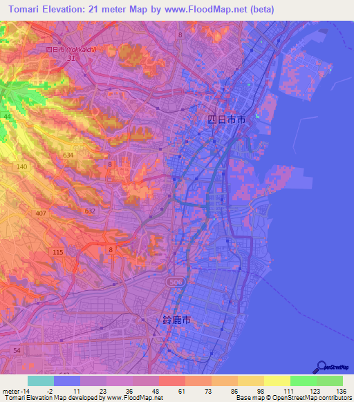 Tomari,Japan Elevation Map