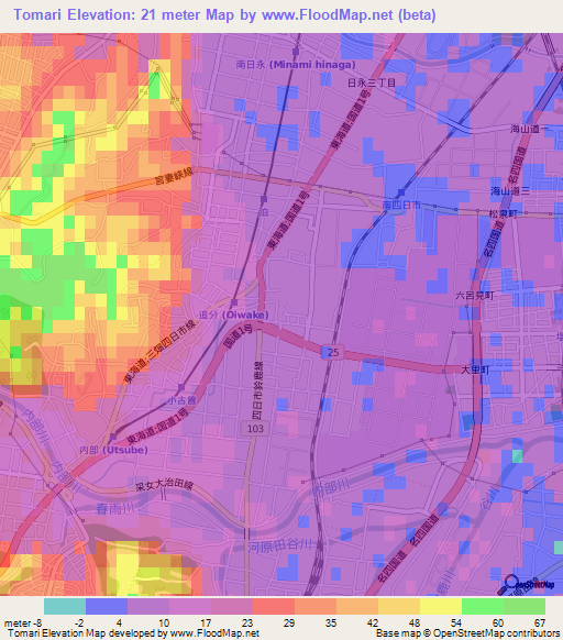 Tomari,Japan Elevation Map