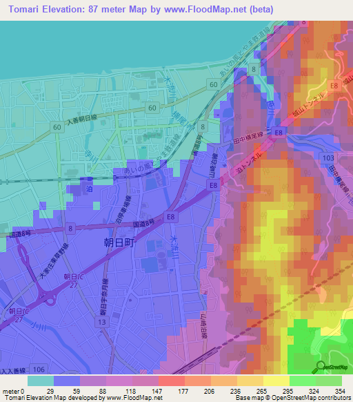 Tomari,Japan Elevation Map