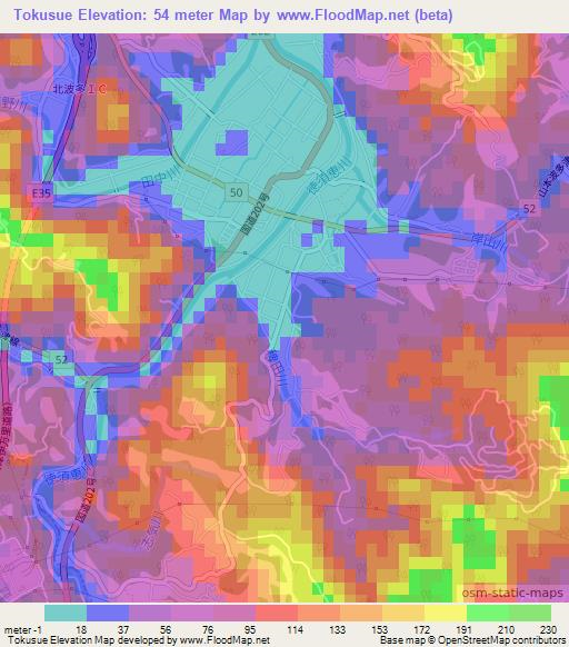 Tokusue,Japan Elevation Map