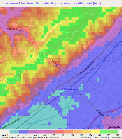 Tokumaru,Japan Elevation Map