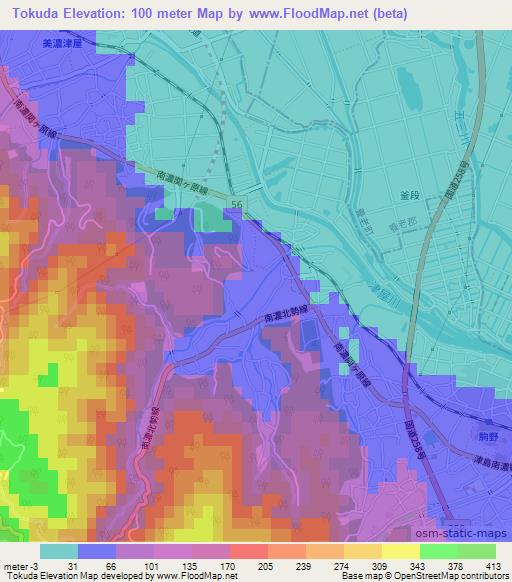 Tokuda,Japan Elevation Map