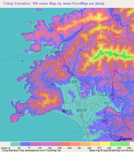 Tokoji,Japan Elevation Map