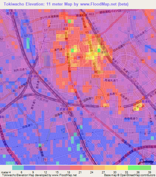 Tokiwacho,Japan Elevation Map