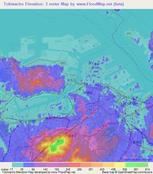 Tokiwacho,Japan Elevation Map