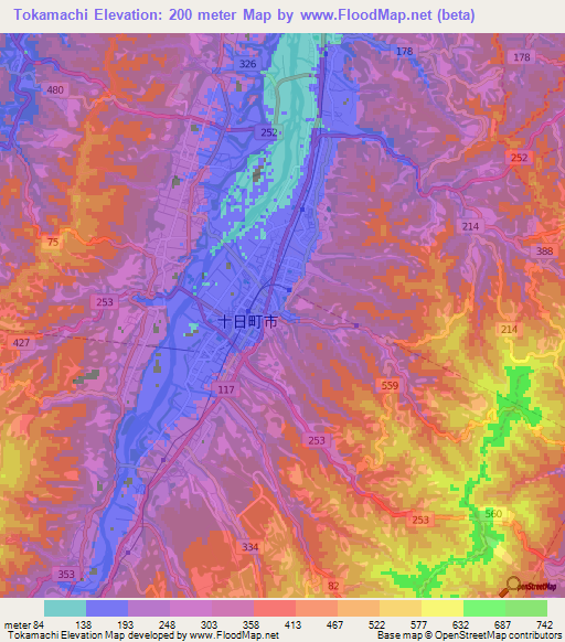 Tokamachi,Japan Elevation Map