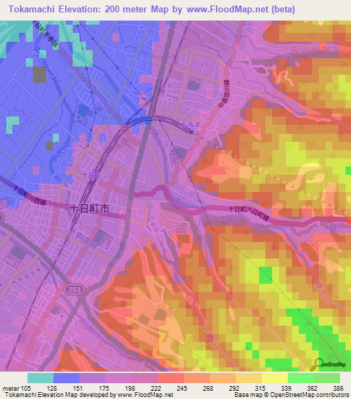 Tokamachi,Japan Elevation Map