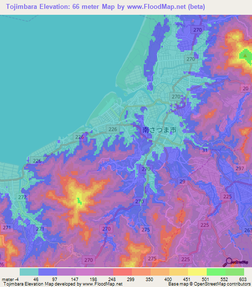 Tojimbara,Japan Elevation Map