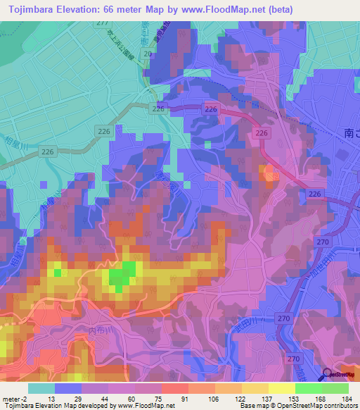 Tojimbara,Japan Elevation Map