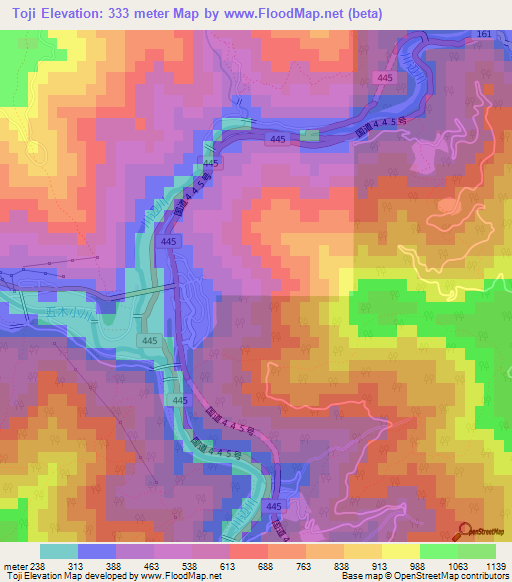 Toji,Japan Elevation Map