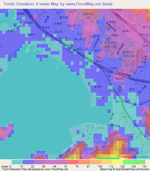 Toishi,Japan Elevation Map