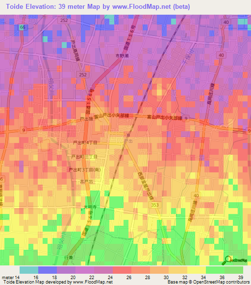 Toide,Japan Elevation Map