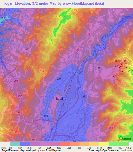 Togari,Japan Elevation Map