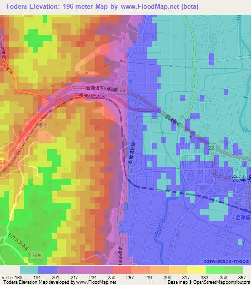 Todera,Japan Elevation Map