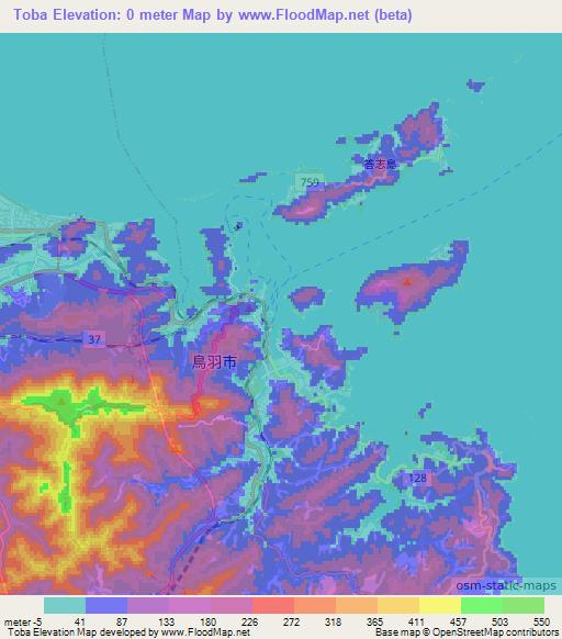 Toba,Japan Elevation Map