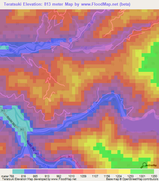 Teratsuki,Japan Elevation Map