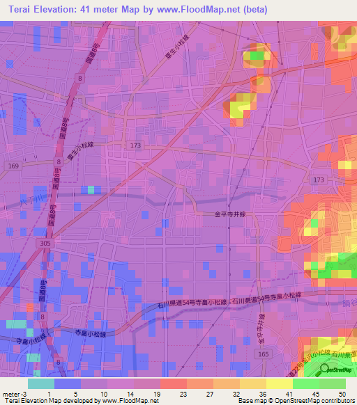 Terai,Japan Elevation Map