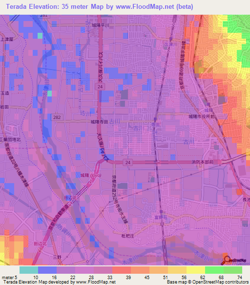 Terada,Japan Elevation Map
