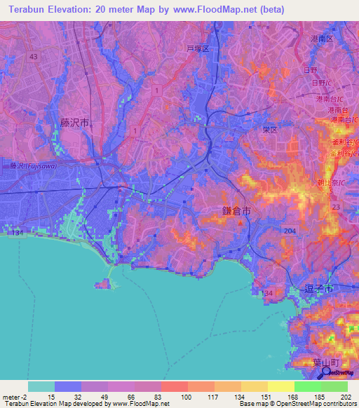 Terabun,Japan Elevation Map