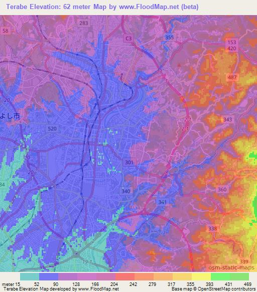 Terabe,Japan Elevation Map