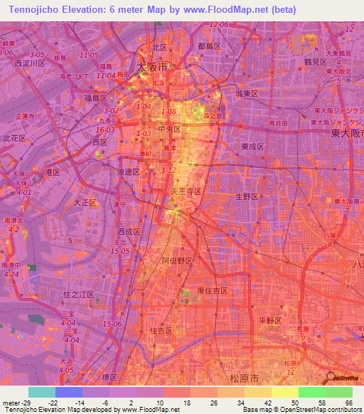 Tennojicho,Japan Elevation Map