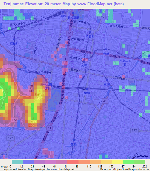 Tenjimmae,Japan Elevation Map