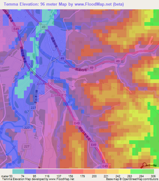 Temma,Japan Elevation Map