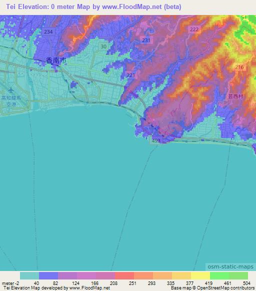 Tei,Japan Elevation Map