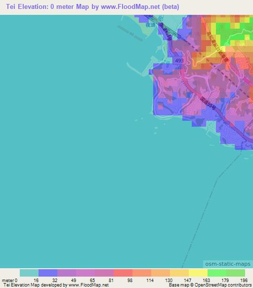 Tei,Japan Elevation Map