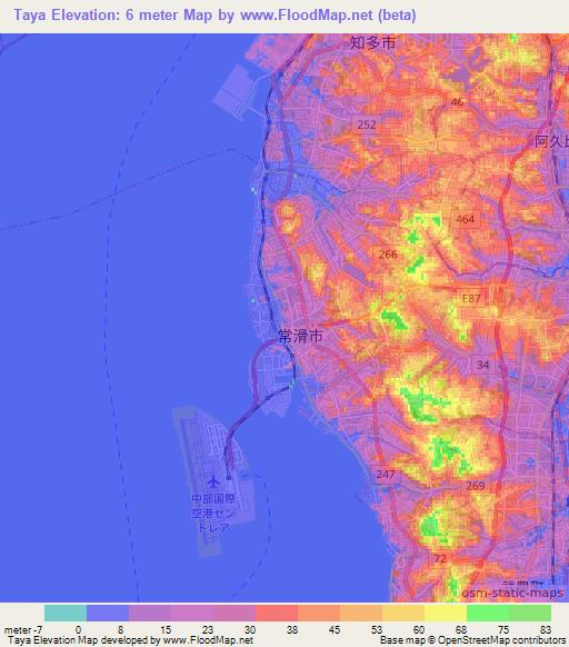 Taya,Japan Elevation Map