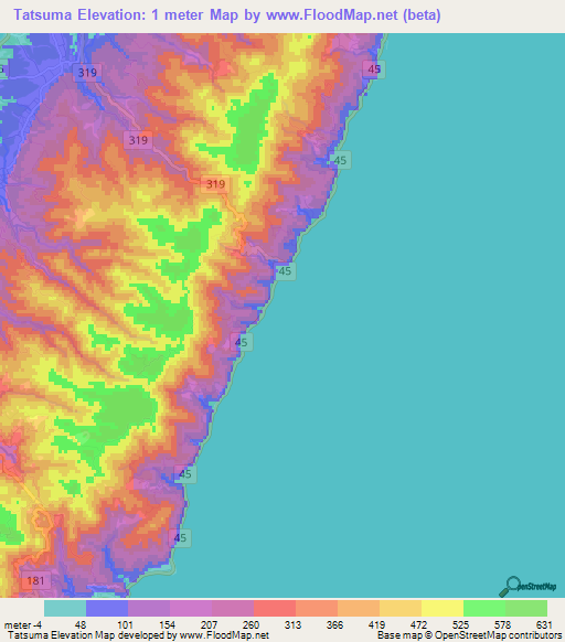 Tatsuma,Japan Elevation Map