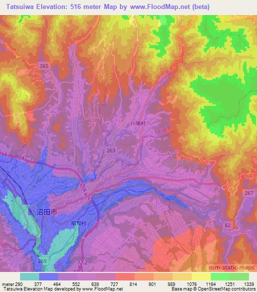 Tatsuiwa,Japan Elevation Map
