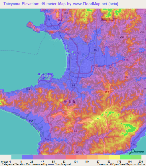 Tateyama,Japan Elevation Map