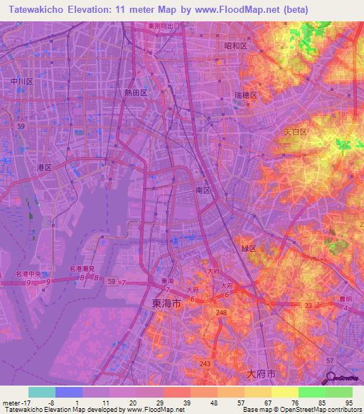 Tatewakicho,Japan Elevation Map