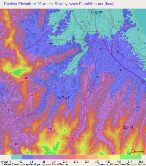 Tateiwa,Japan Elevation Map