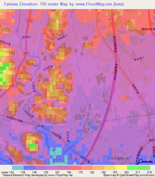 Tateiwa,Japan Elevation Map